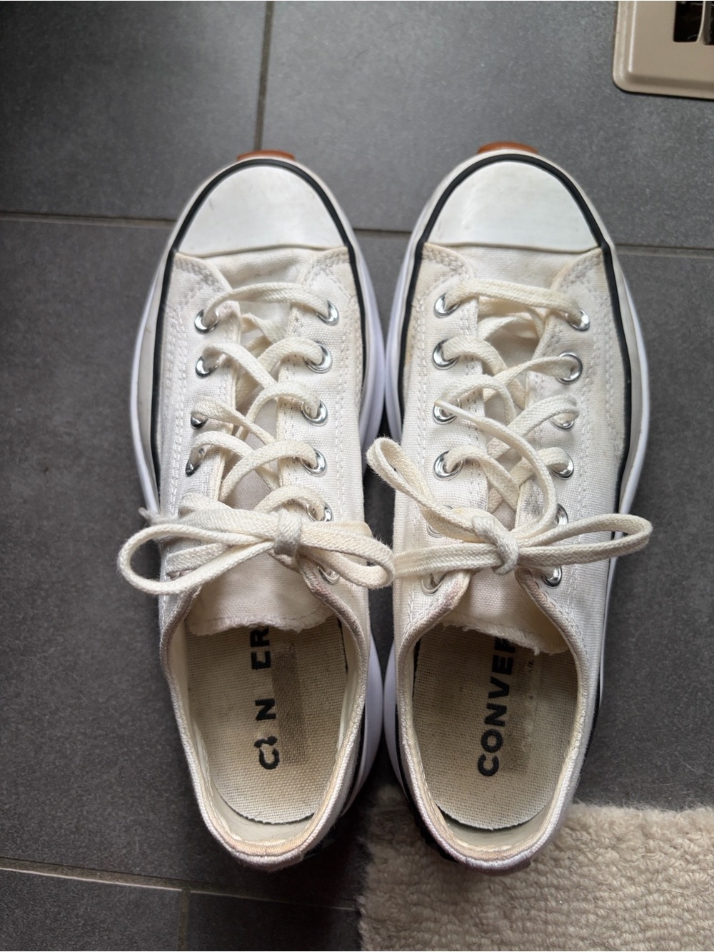 Converse Cream Low-Top Canvas Sneakers